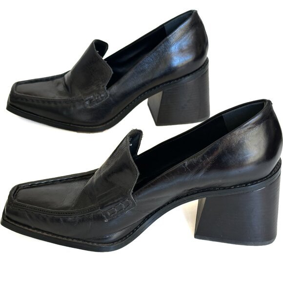 Vince Camuto Black Loafers Women's Segellis Block-Heel Tailored Sz 9 EUC - Picture 3 of 10